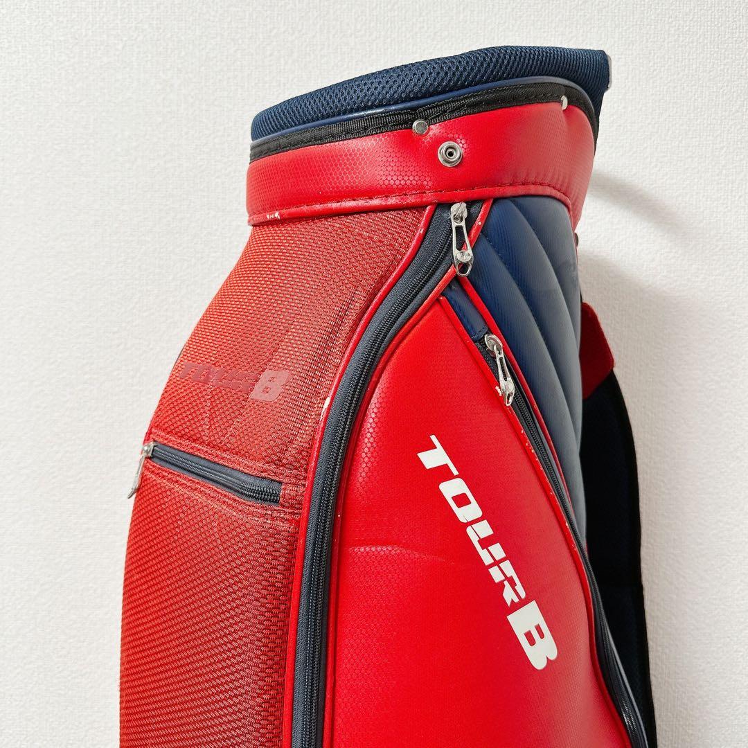 ブリヂストン TOUR B キャディバッグ 9.5型 4分割 レッド×ネイビー