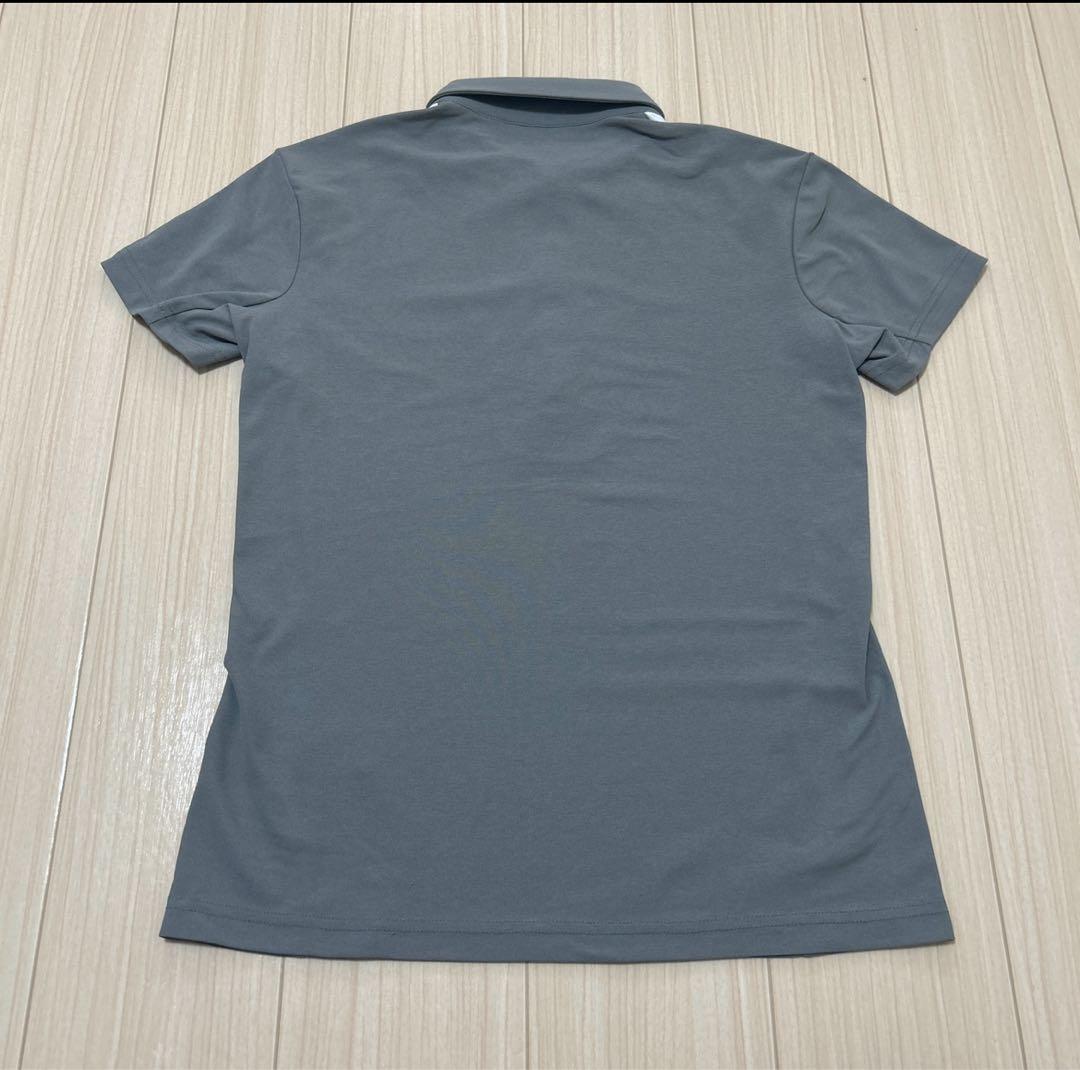 【極美品】デサントゴルフ メンズ 半袖ポロシャツ Mサイズ グレー×ホワイト