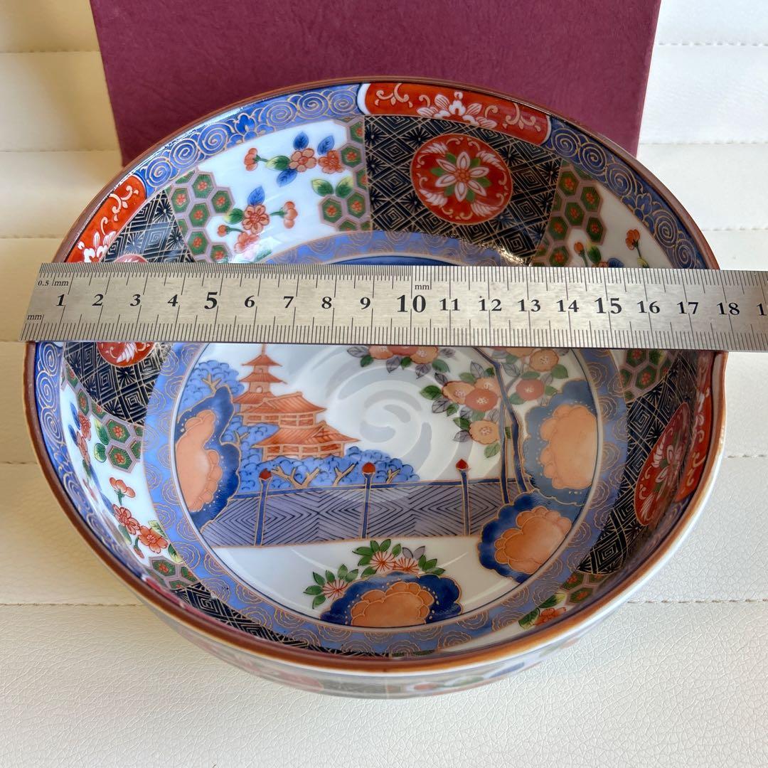 三洋陶器　龍峰窯　染錦亀甲花紋　大鉢　菓子鉢　古伊万里　赤絵　盛鉢　煮物鉢　色絵