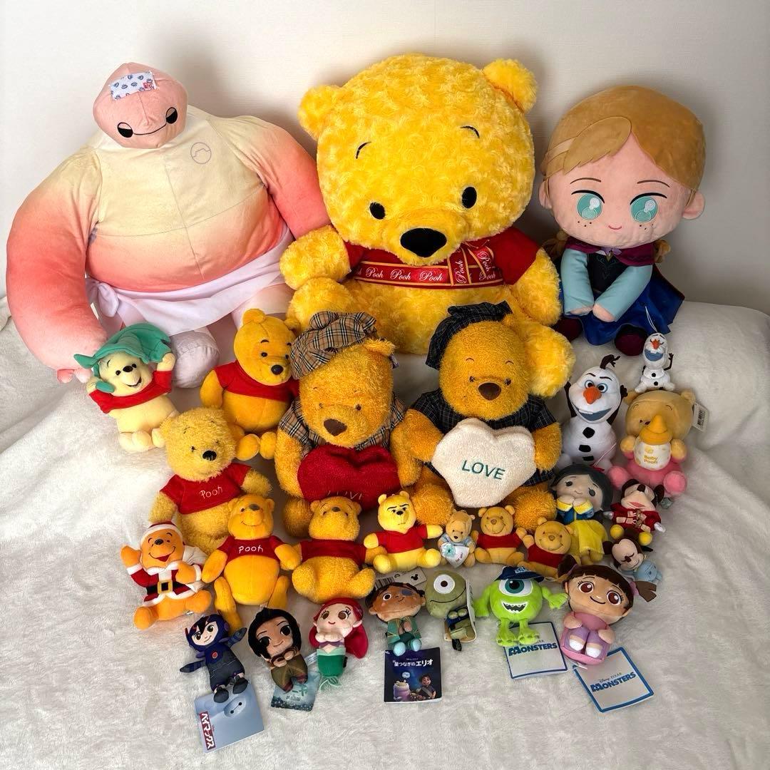 【Disney】キャラクター　ぬいぐるみ　28体まとめ　プーさん　アナ雪　白雪姫