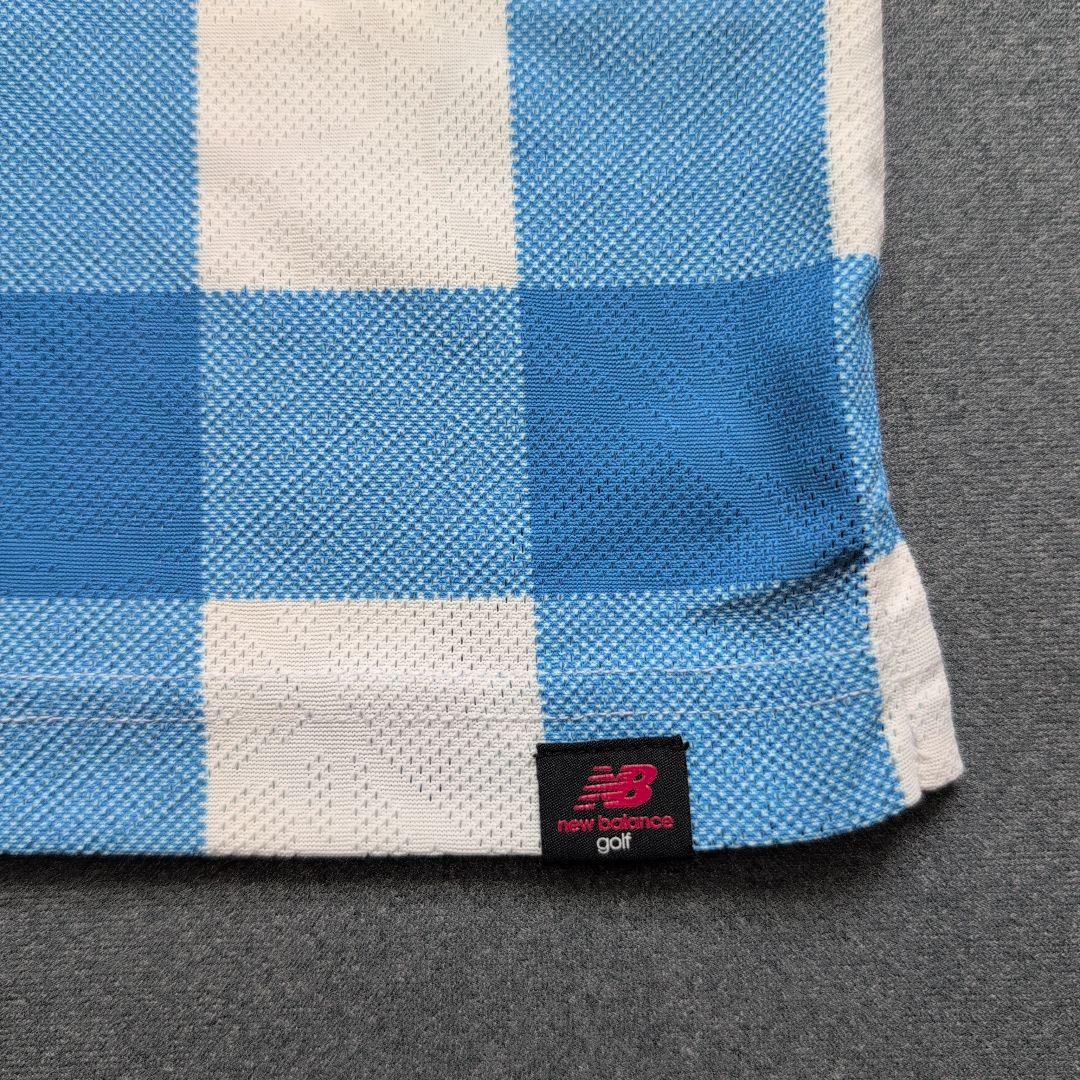 【極美品】ニューバランスゴルフ　ラバーパッチロゴ　チェック柄　ポロシャツ　LL