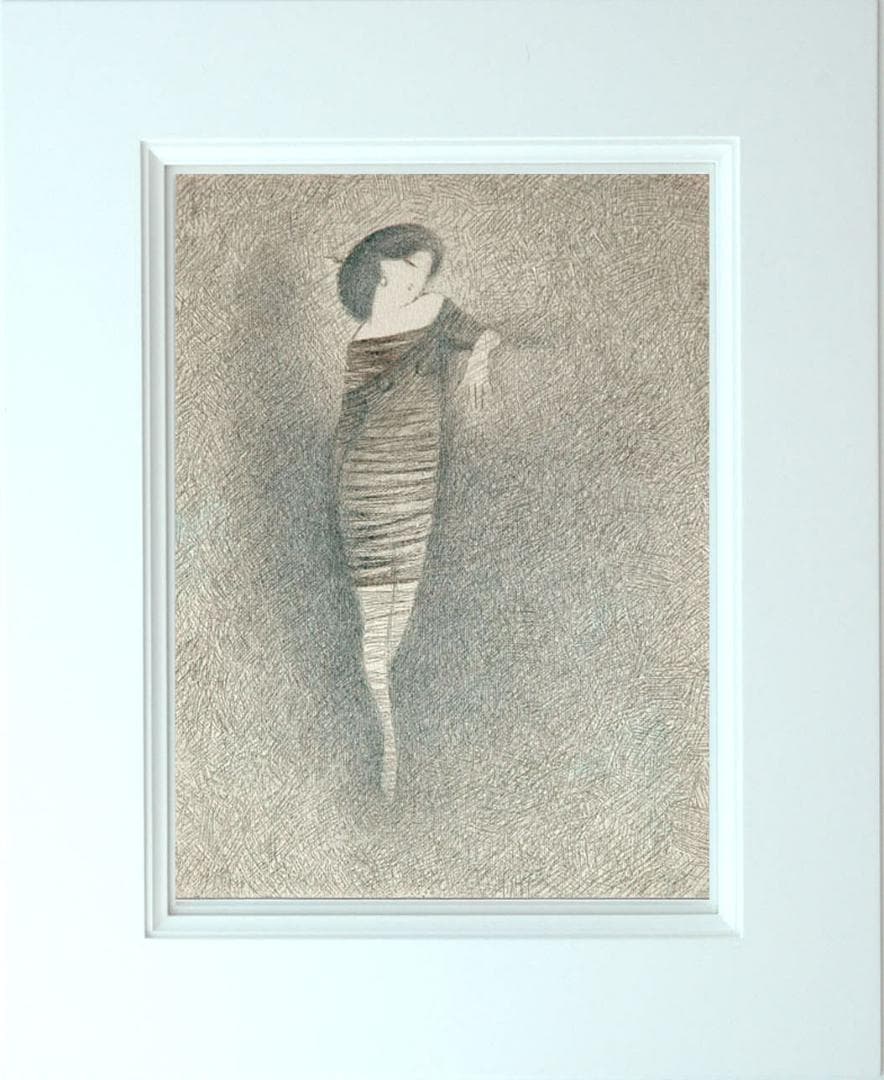 油絵 菅家令子 絵 絵画インテリア額付(青緑＋銀) F3-010111 人物女性