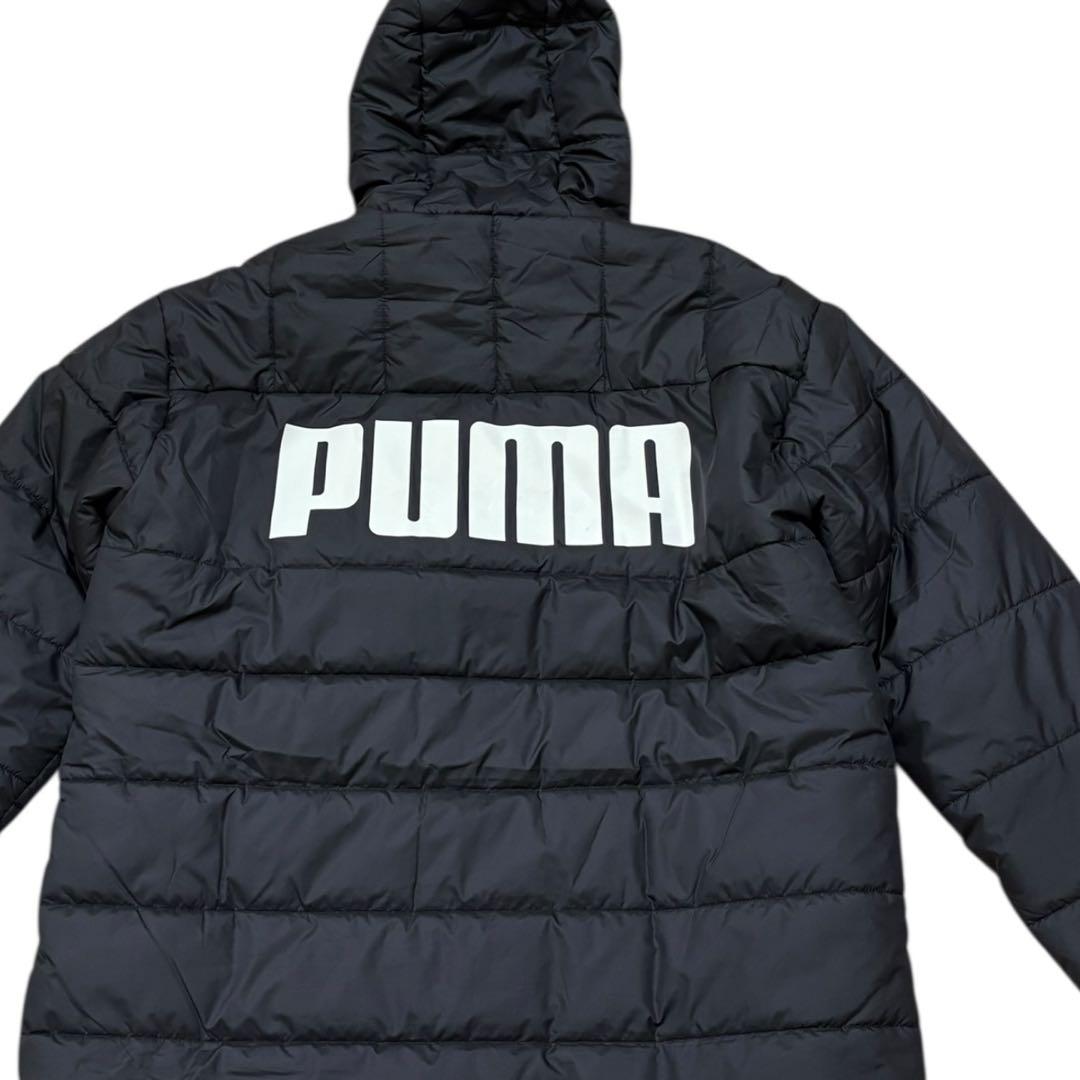 美品 PUMA パデッドロングコート 撥水防寒 黒 M 羽織 CELL フード付