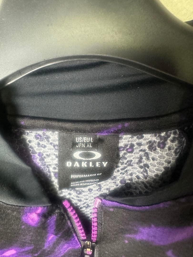 OAKLEY ジップアップジャケット XL 黒紫　薄手タイプ　春物