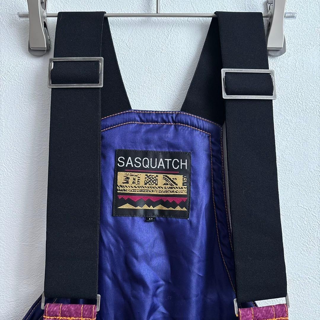 【SASQUATCH】スキーウェア上下セット スノボ　カラフル レトロ　紫　M