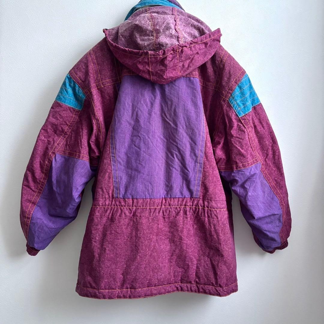 【SASQUATCH】スキーウェア上下セット スノボ　カラフル レトロ　紫　M