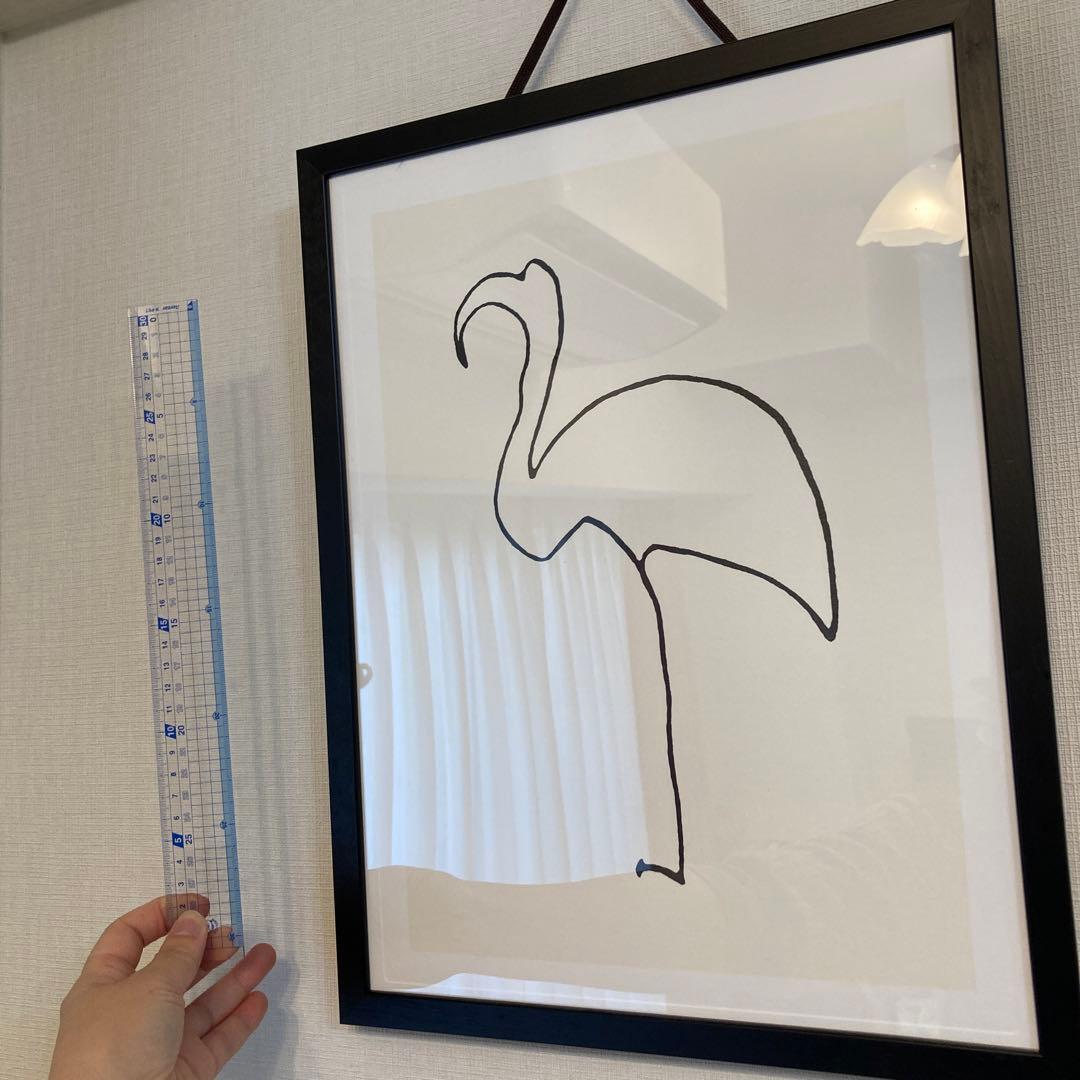 フラミンゴの線画アート（ピカソのプリント）