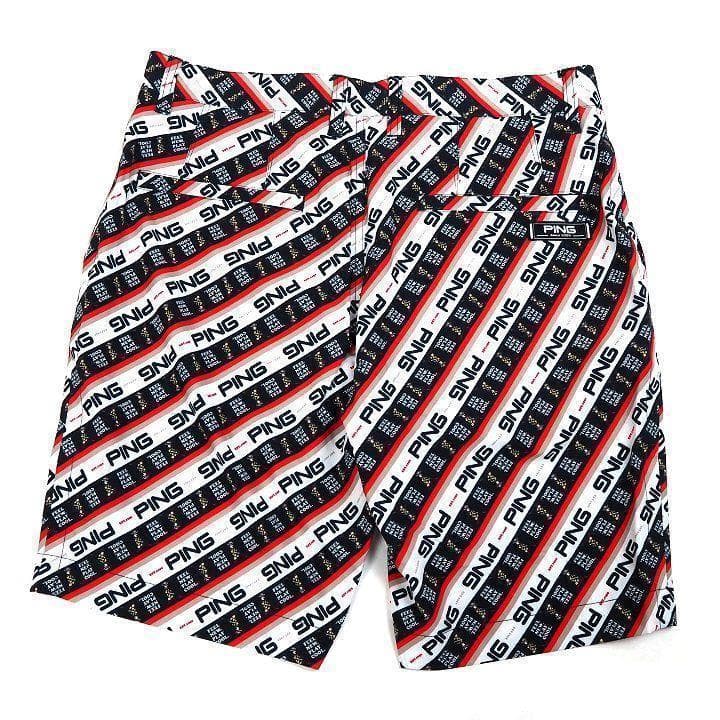 新品 ピン ゴルフ 総柄ロゴ ストレッチ ハーフパンツ ショートパンツ 赤 LL