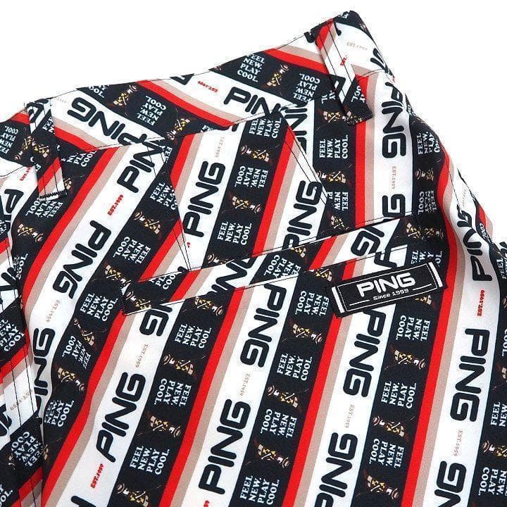 新品 ピン ゴルフ 総柄ロゴ ストレッチ ハーフパンツ ショートパンツ 赤 LL