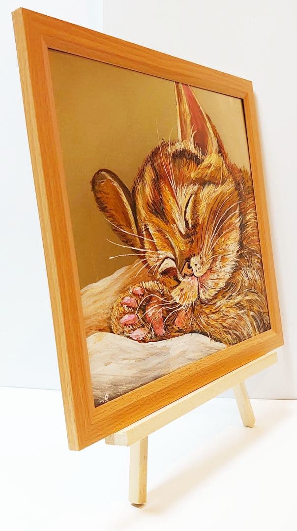 油絵 絵画【猫の寝顔】