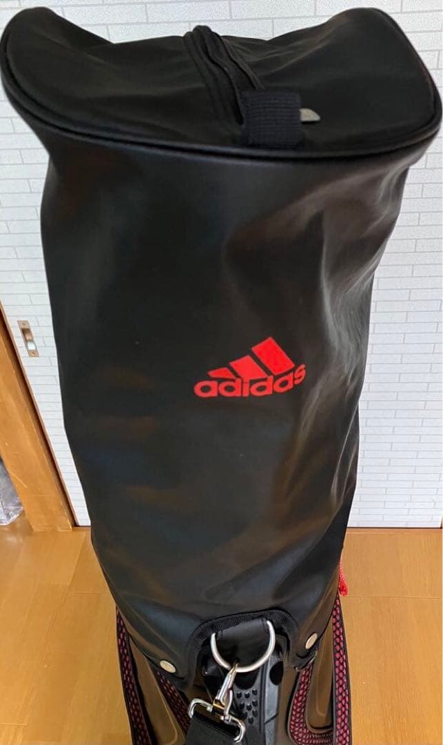 adidas キャディバッグ　ゴルフバッグ　アディダス　黒×赤