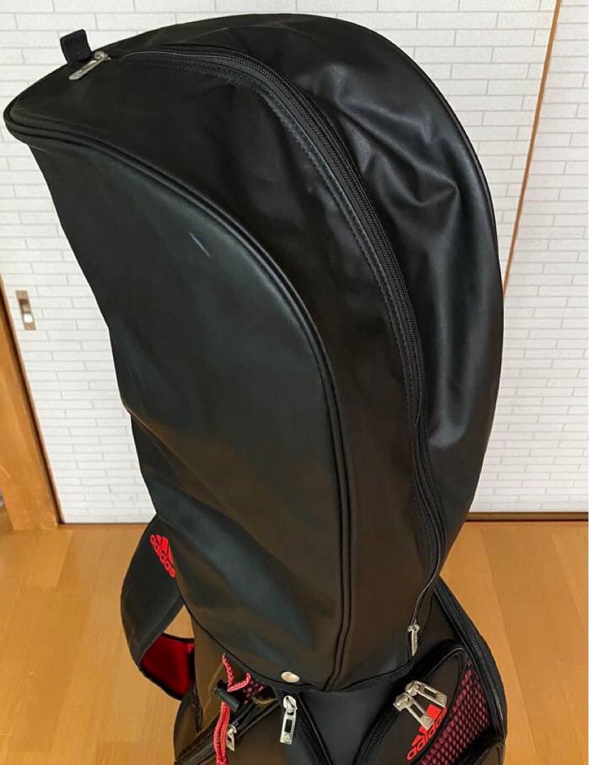 adidas キャディバッグ　ゴルフバッグ　アディダス　黒×赤