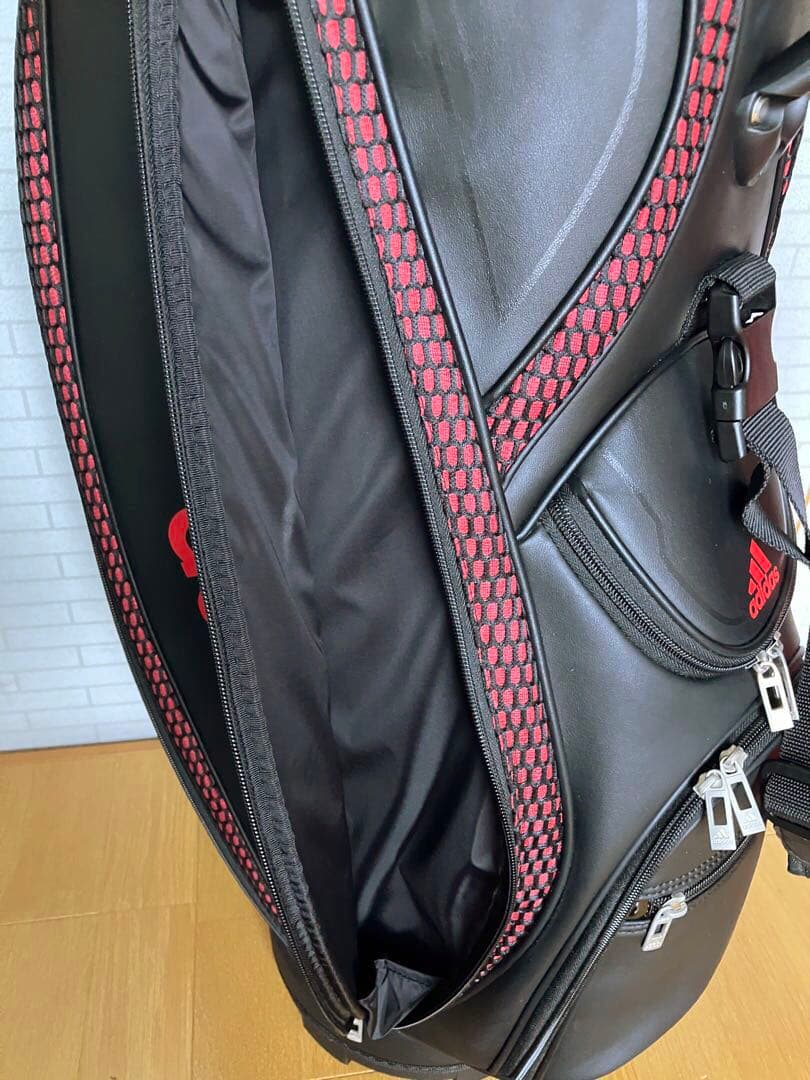 adidas キャディバッグ　ゴルフバッグ　アディダス　黒×赤
