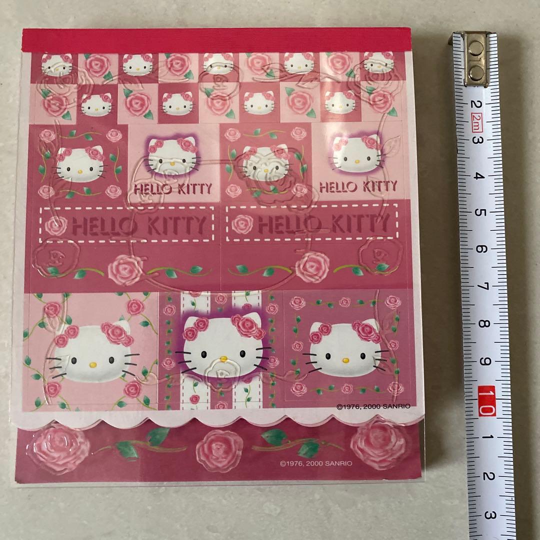 HELLO KITTY メモ帳 シール付き 平成レトロ　バラデザイン