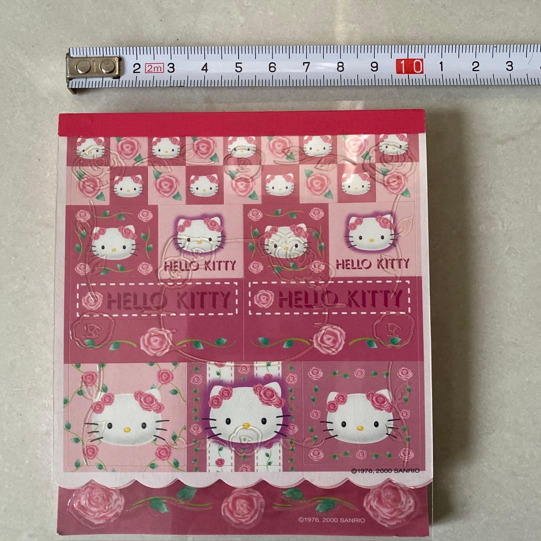 HELLO KITTY メモ帳 シール付き 平成レトロ　バラデザイン