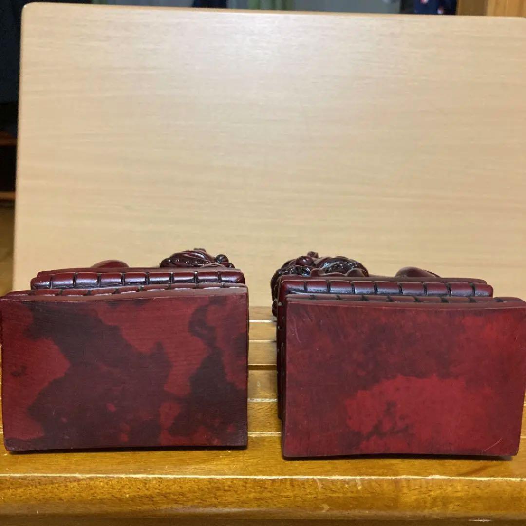 縁起物　置物　中国　台湾　石彫刻　祥獅　2個　アンティーク　美術品
