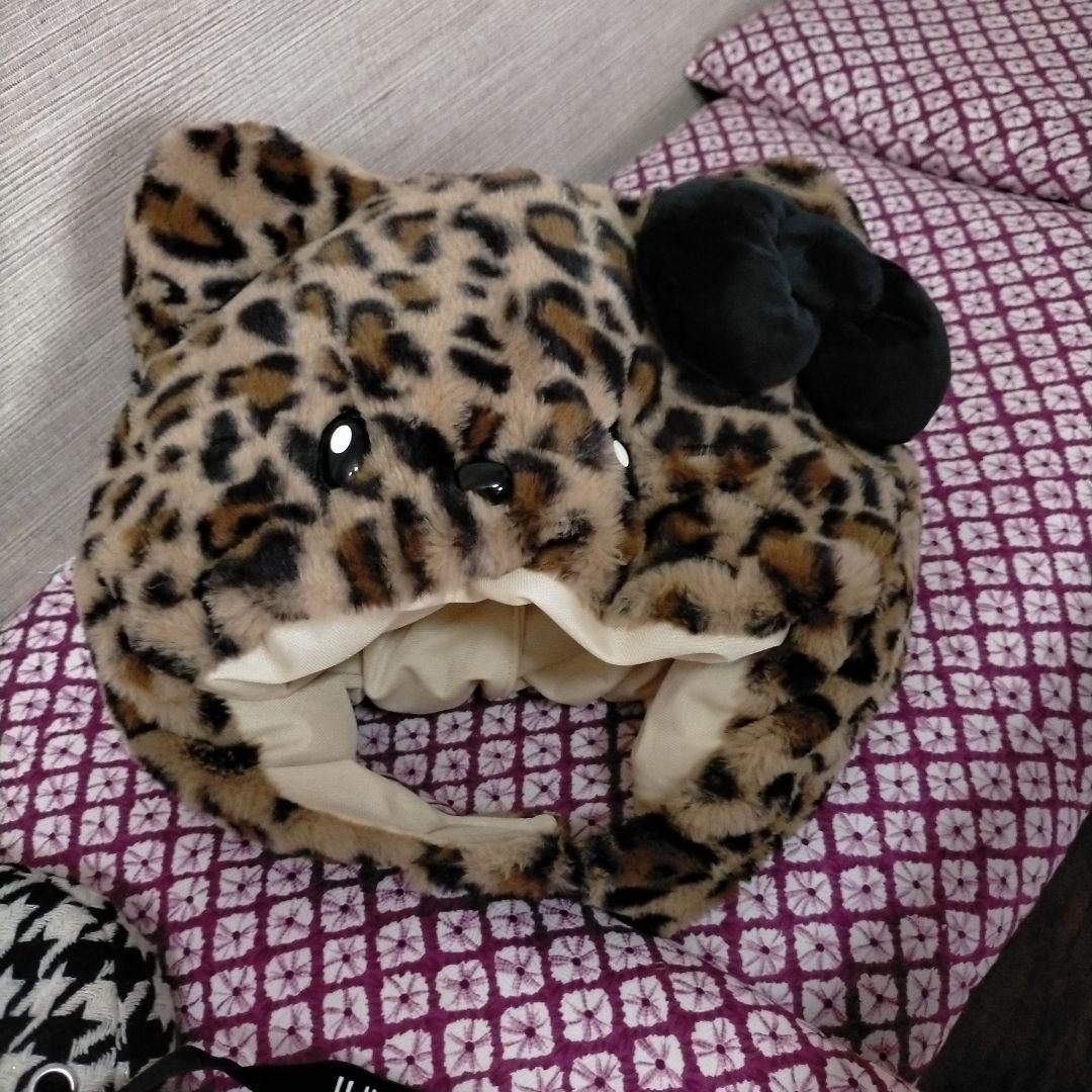 USJキティ　バケハ&ヒョウ柄　ぬいぐるみハット