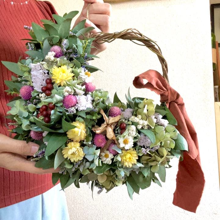 ユーカリ　紫陽花　リース