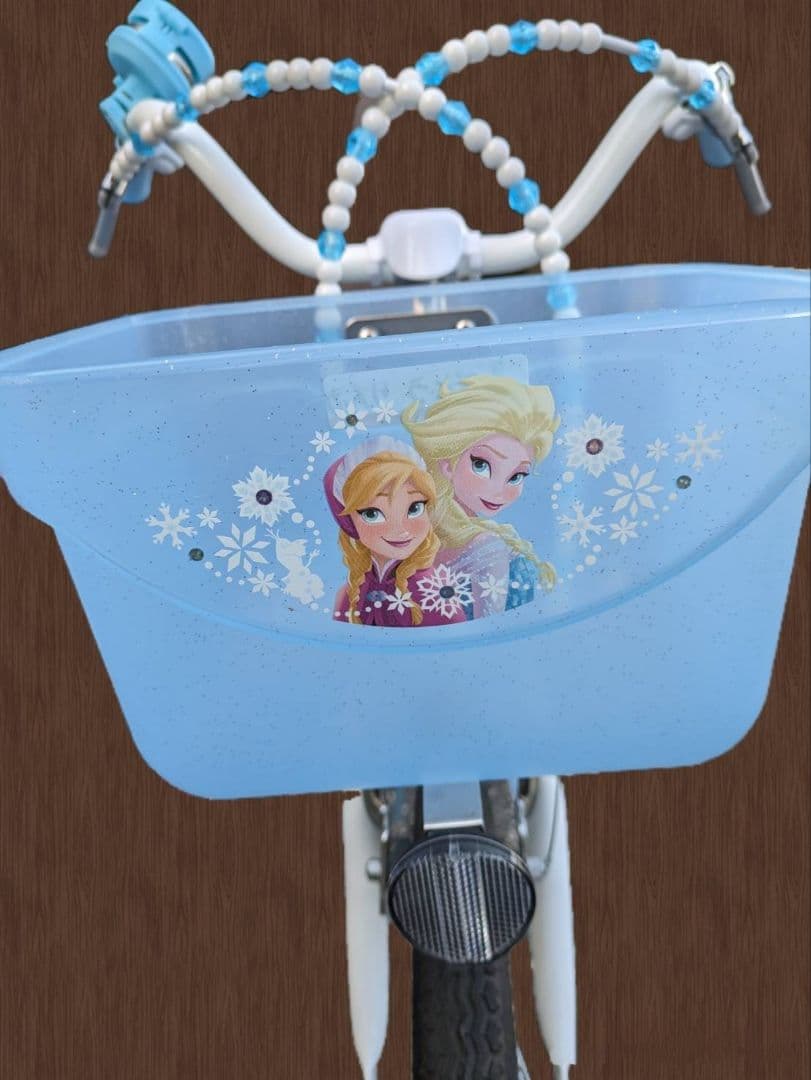 (直接引き渡し限定)ほぼ未使用品　16インチ　アナ雪自転車　補助輪あり