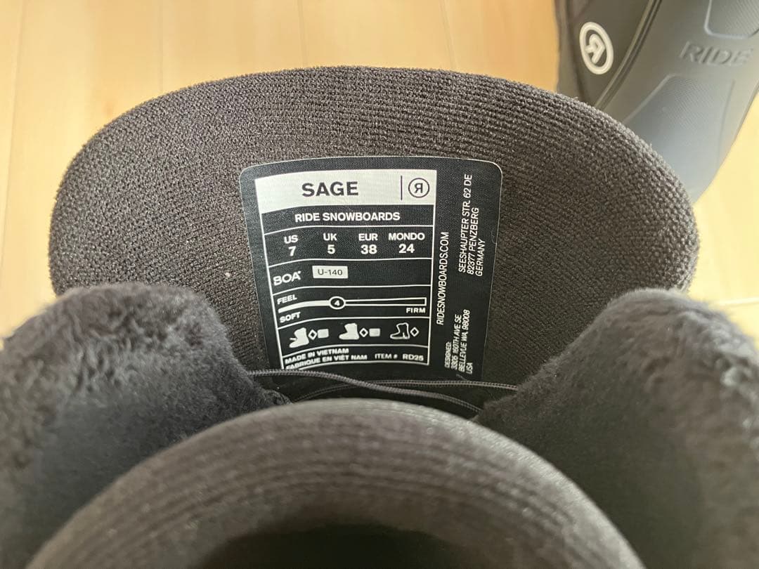 【RIDE SAGE】スノーボードブーツ 女性用 24センチ　ブラック