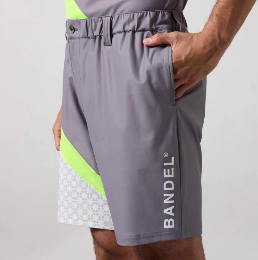 【新品・タグ付き】BANDEL メンズ ショートパンツ グレー 蛍光 イエローL