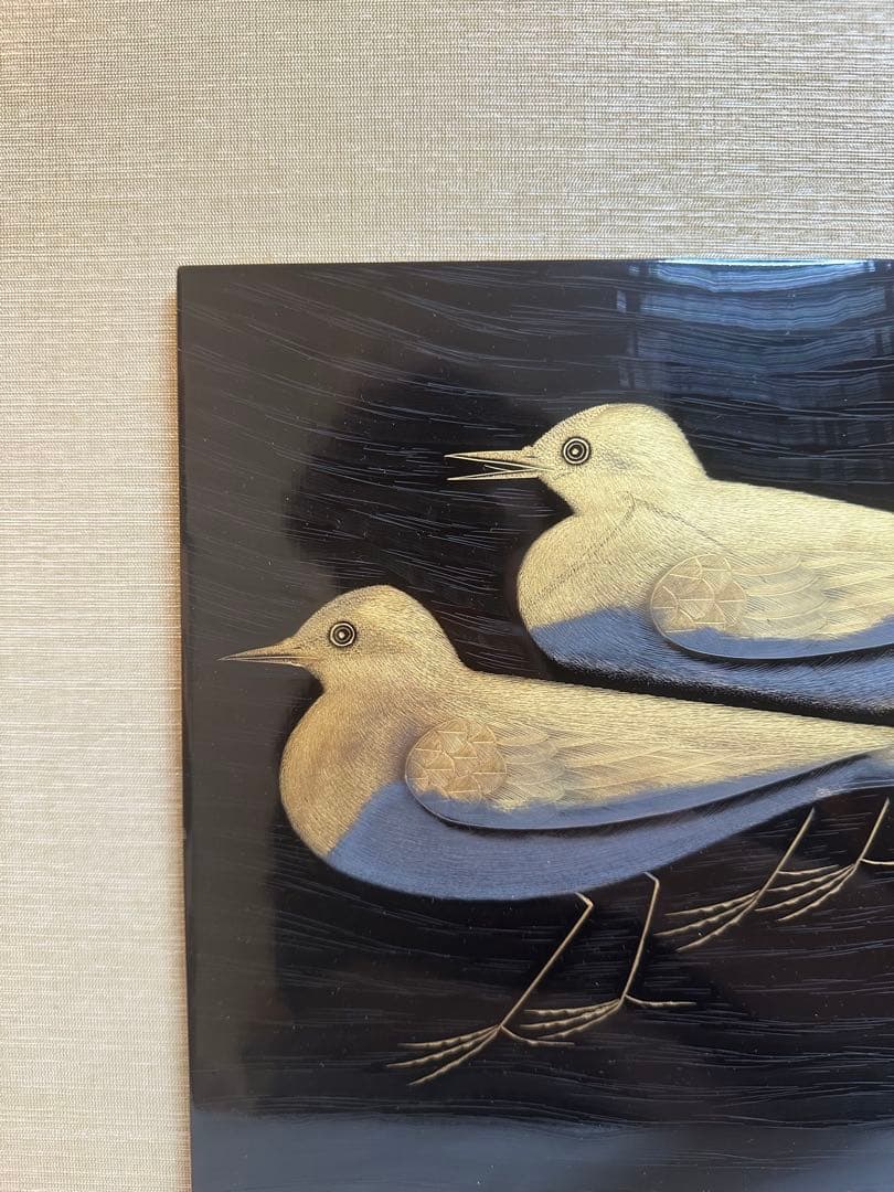 角野岩次　金蒔絵　壁面　龍鶴