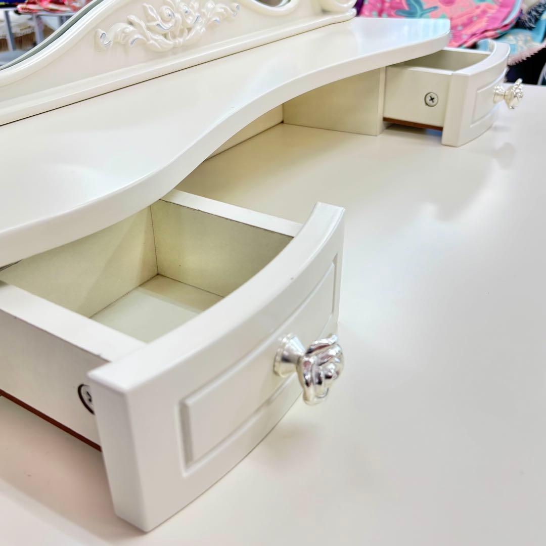 ロココスタイル ホワイトドレッサー スツール付き ドレッサー3点セット 簡単組立