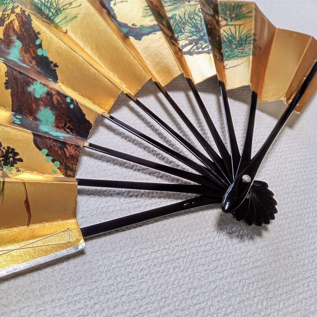 【舞扇子】金銀両面 美品 2本セット バラ売り可　松模様 日本舞踊 九寸五分