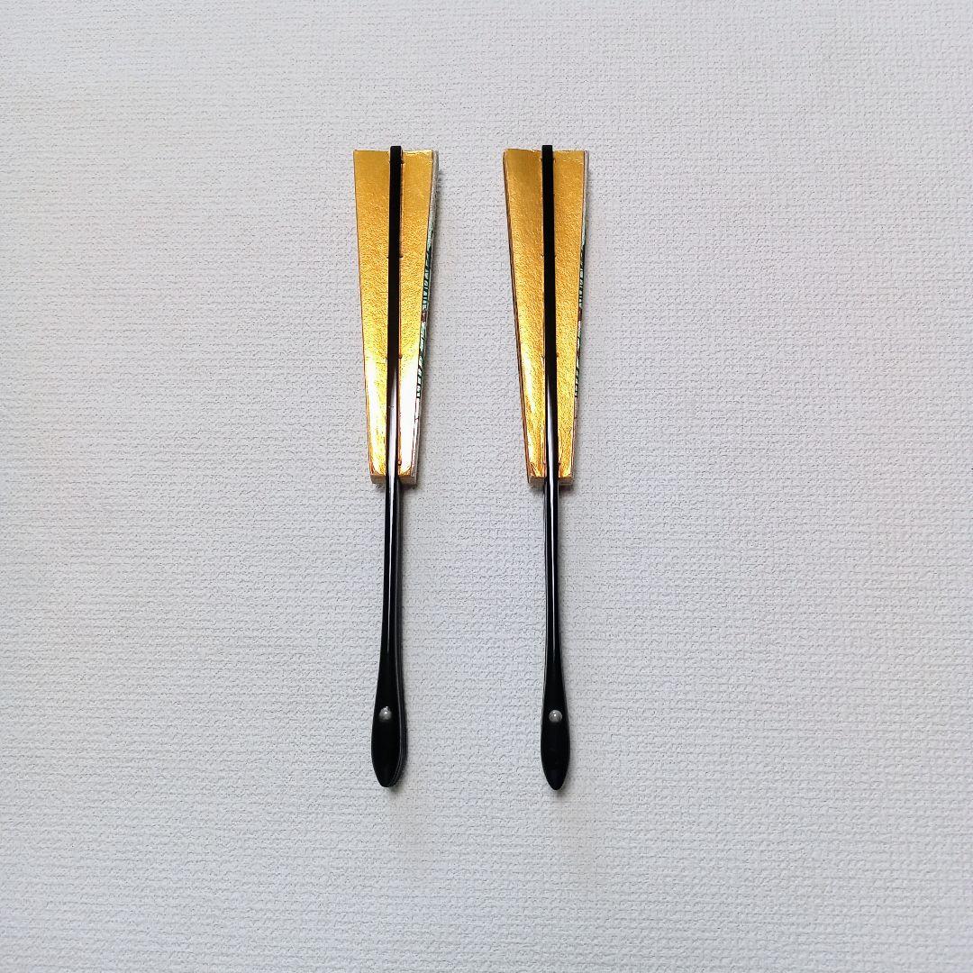 【舞扇子】金銀両面 美品 2本セット バラ売り可　松模様 日本舞踊 九寸五分