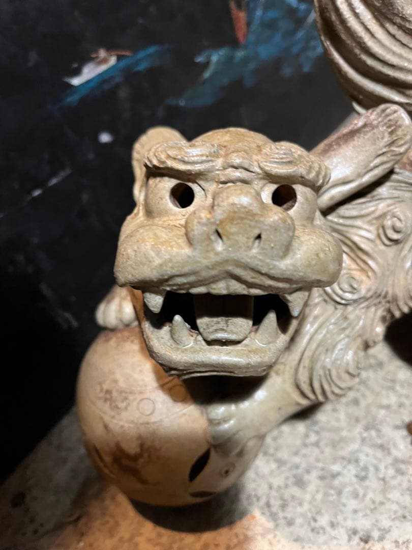狛犬、備前焼狛犬、古備前獅子、獅子、35センチ狛犬、縁起置物、魔除け置物