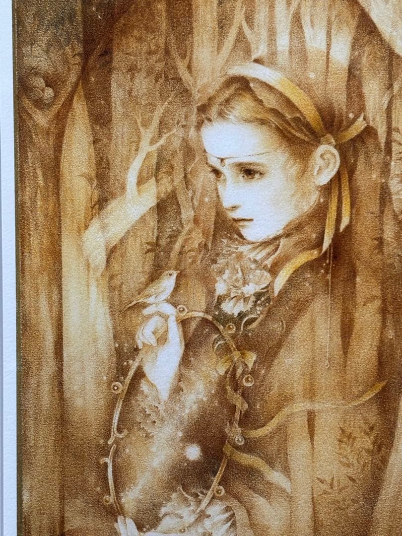 きたのじゅんこ『黄金の森の少女』直筆サイン入版画 絵画 美少女 美人画保証書付