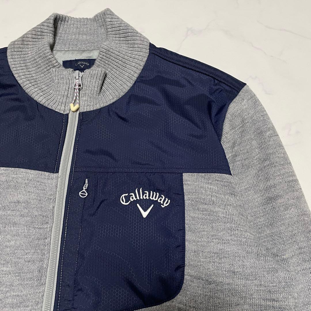 Callawayダブルジップニット ハイブリッドジャケット グレー LLサイズ