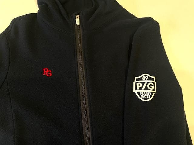 パーリーゲイツ パーカー 2(L) ネイビー ロゴプリント ダブルジップ①