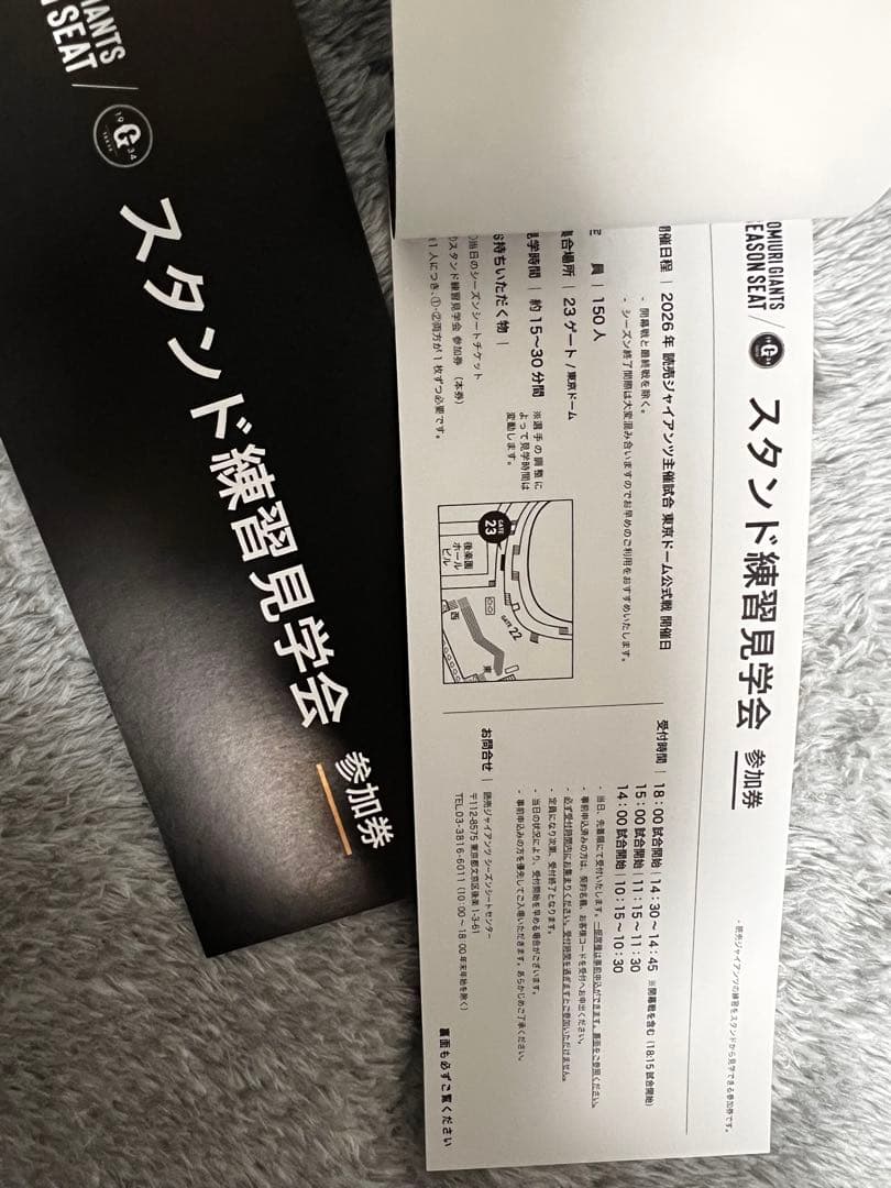 2026 ジャイアンツ スタンド練習見学会 参加券　2組6枚