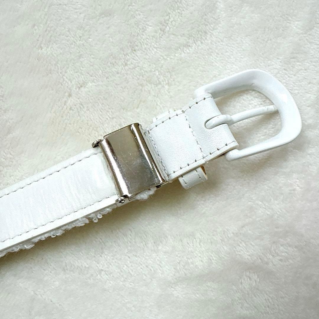 【美品】パーリーゲイツ ユニセックス ボア ベルト ホワイト 全長100cm以上