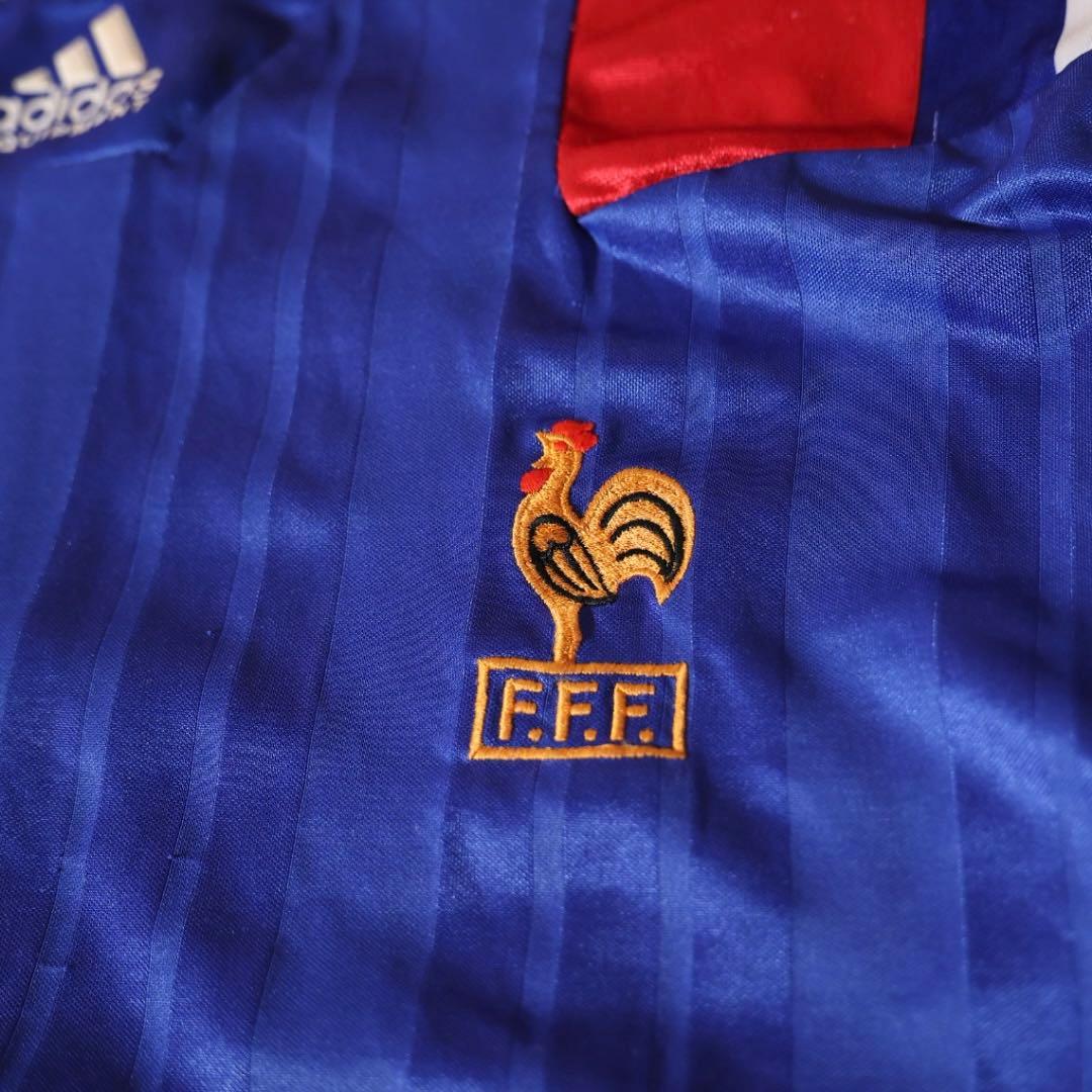 90s adidas フランス代表 ユニフォーム 青 サッカーシャツ Ｍ