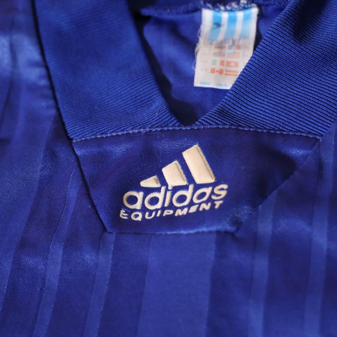 90s adidas フランス代表 ユニフォーム 青 サッカーシャツ Ｍ