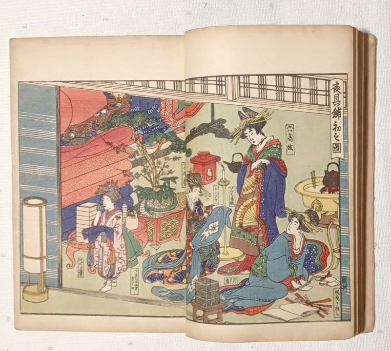 吉原青樓年中行事全2冊揃喜多川歌麿画十辺舎一九著、明治期再板出版（初版は享和4年