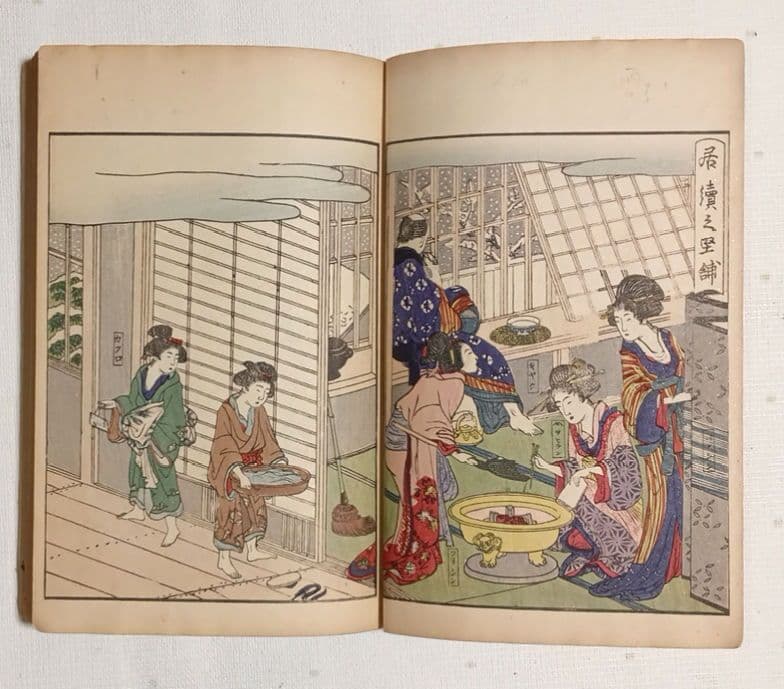 吉原青樓年中行事全2冊揃喜多川歌麿画十辺舎一九著、明治期再板出版（初版は享和4年
