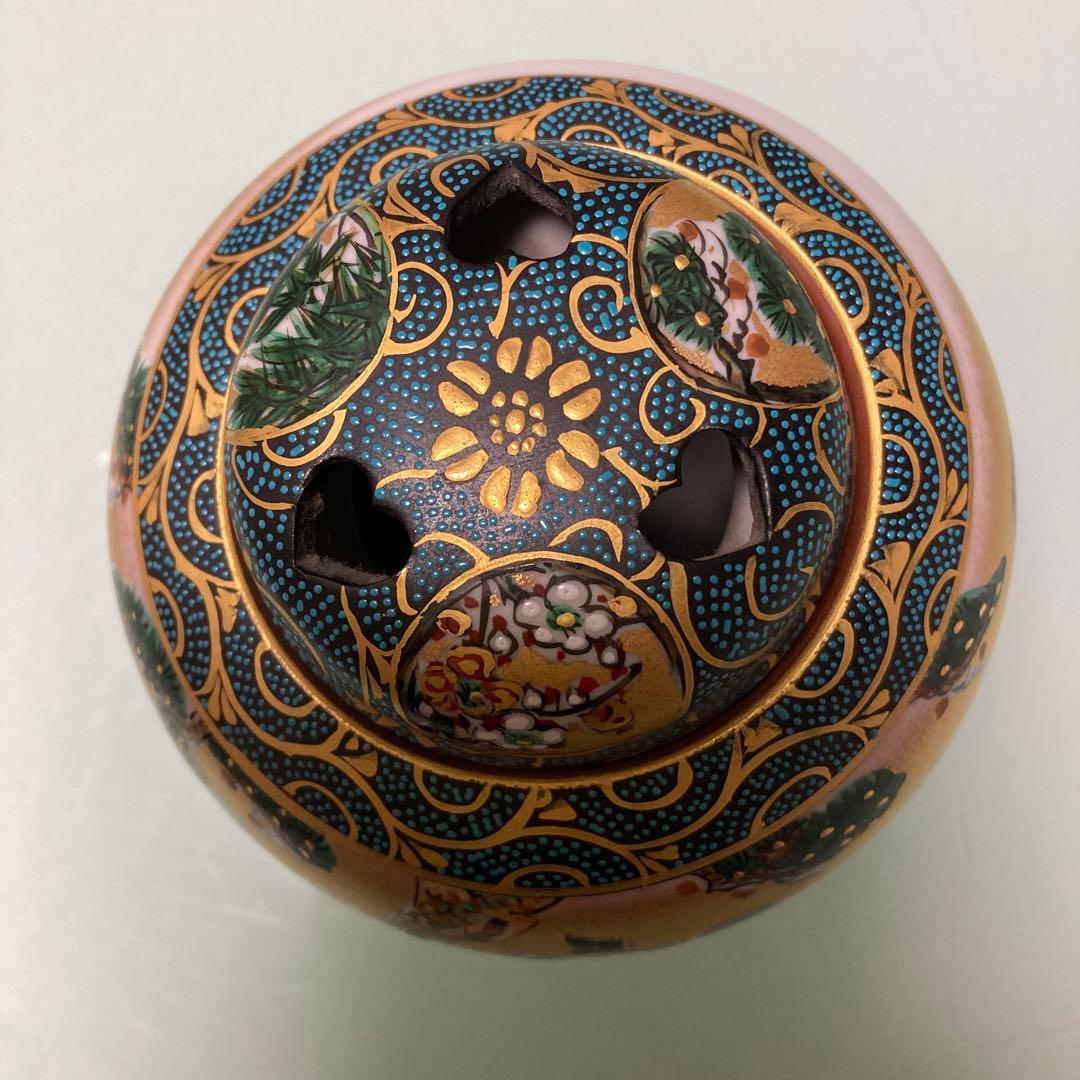 九谷焼　香炉　七福神　（金✖️深緑）