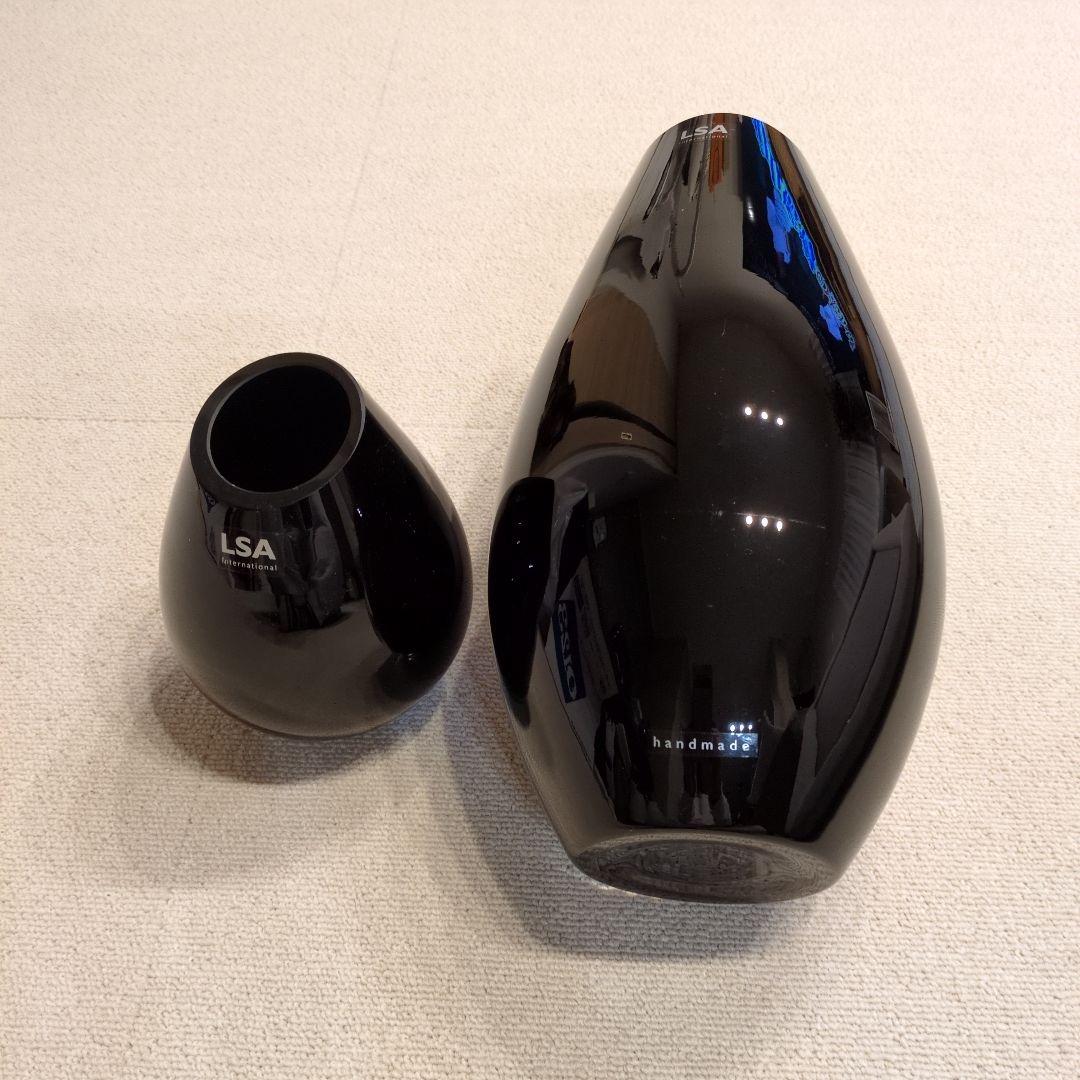 タイムセール‼️新品未使用‼️LSA 黒ガラス花瓶セット 大・小