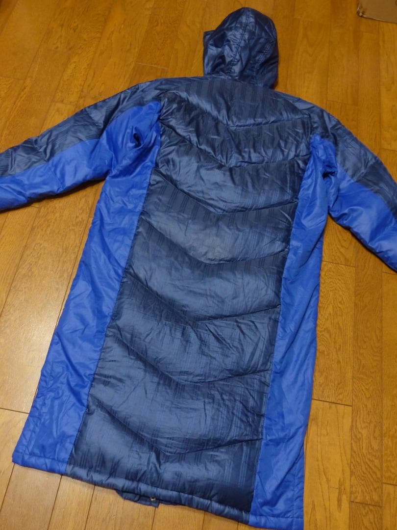 送料込 良品★adidas ロング ダウンコート L★アディダス/ネイビー