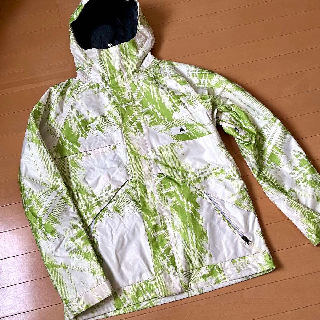 BURTON ホワイト/グリーン スノーボードウェア フード付き
