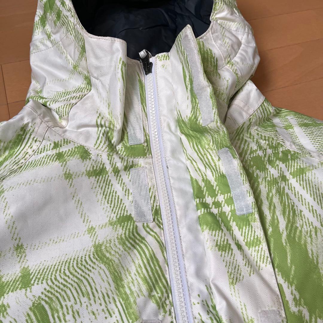 BURTON ホワイト/グリーン スノーボードウェア フード付き
