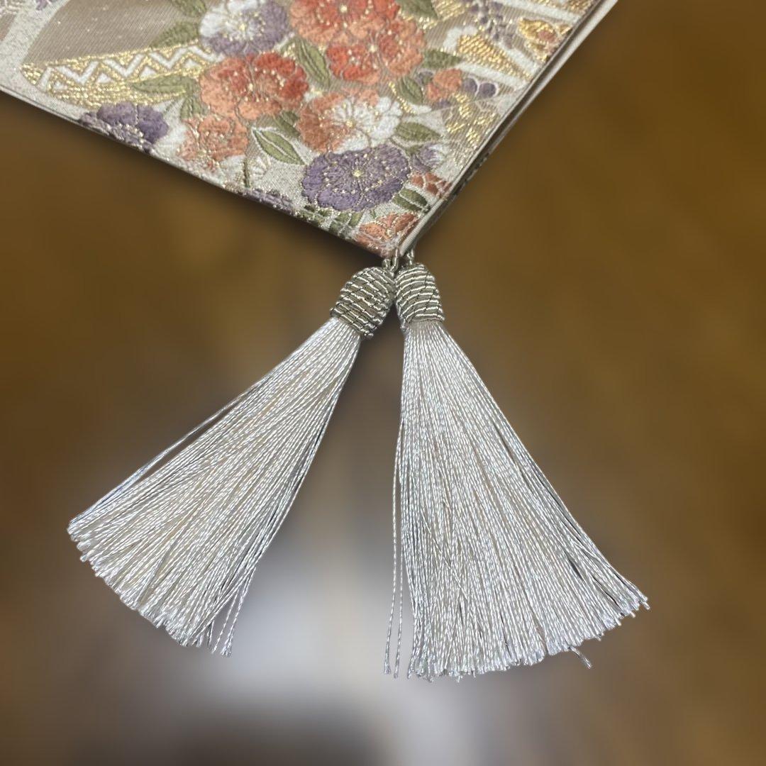 table runner 「花籠吉鳥」　帯リメイク 長長尺270㎝　正絹
