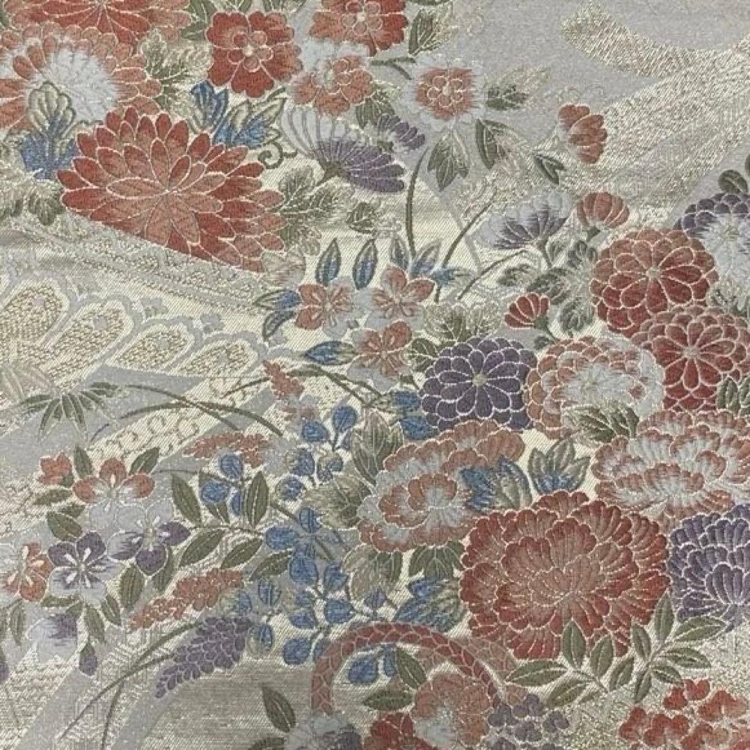 table runner 「花籠吉鳥」　帯リメイク 長長尺270㎝　正絹