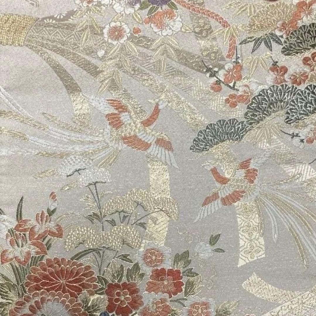 table runner 「花籠吉鳥」　帯リメイク 長長尺270㎝　正絹