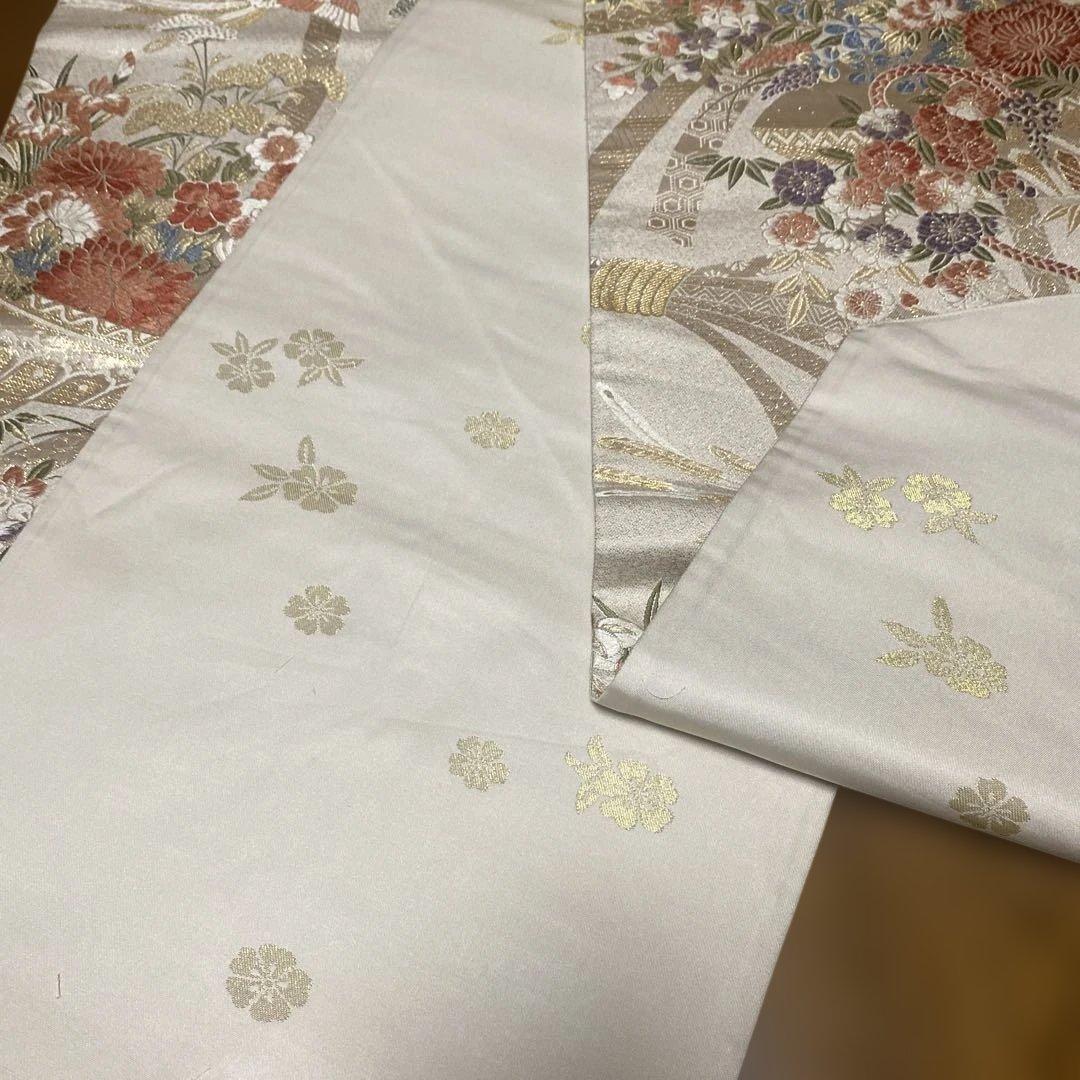 table runner 「花籠吉鳥」　帯リメイク 長長尺270㎝　正絹