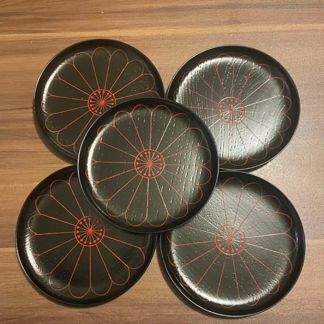 未使用品　象彦　漆器　和皿揃　銘々皿　菓子器　5客×2セット　工芸品　共箱