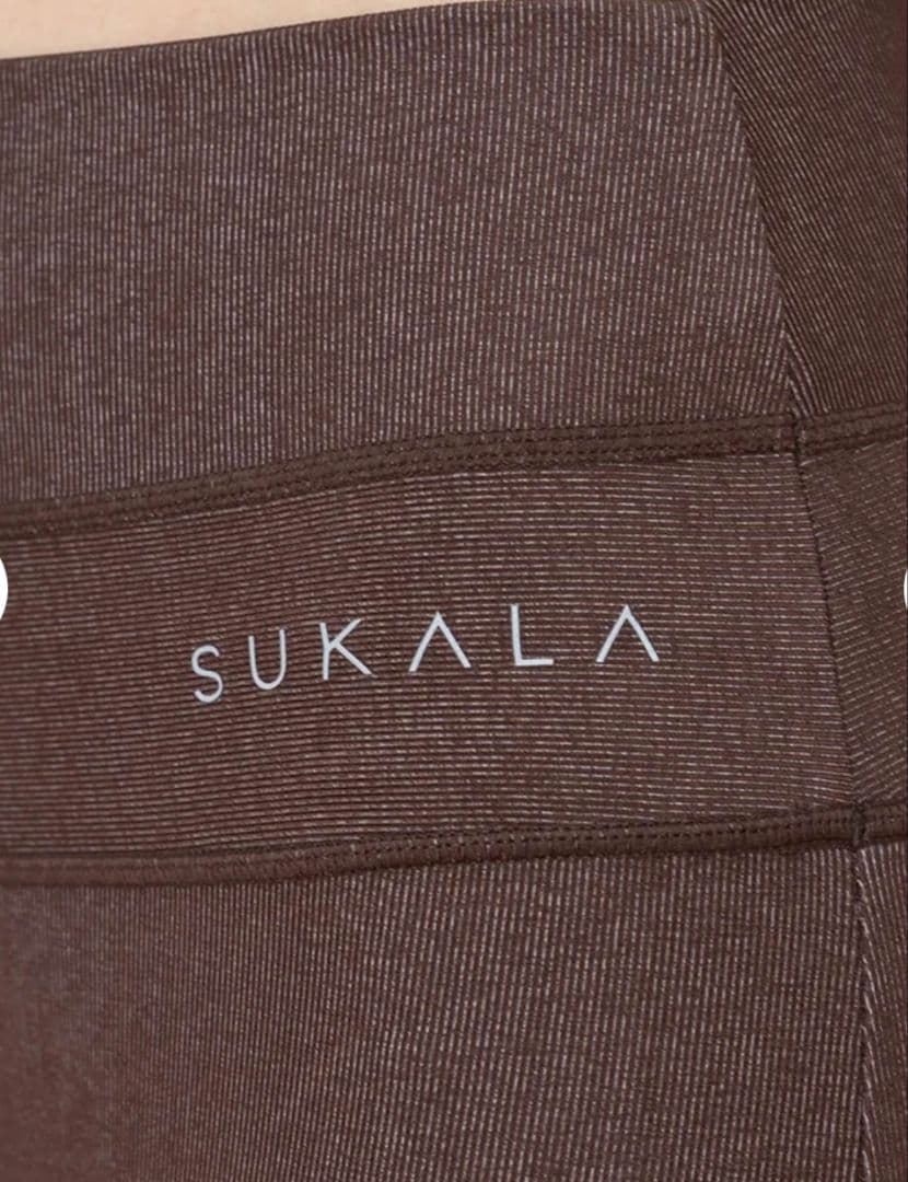新品　SUKALA リブデニムレギンス S チョコレートブラウン